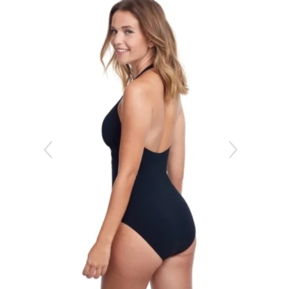 New! Profile by Gottex Tango Deep V Halter One Piece‎ Swimsuit - Picture 2 of 6